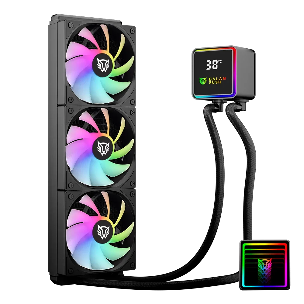 Enfriamiento Liquido Balam Rush Cryo Prism 360 Negro Display para monitoreo de temperatura ARGB 3x Vent 120 mm 300w