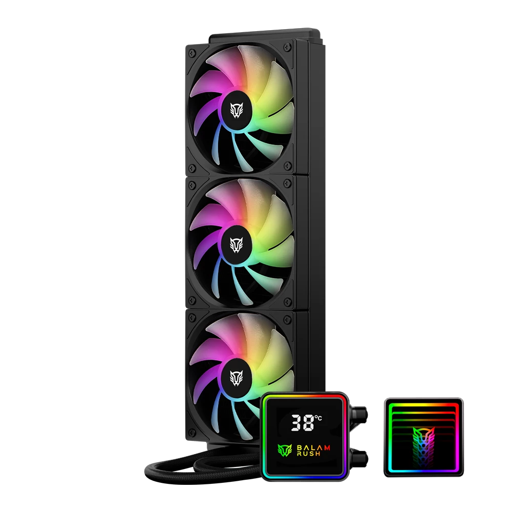 Enfriamiento Liquido Balam Rush Cryo Prism 360 Negro Display para monitoreo de temperatura ARGB 3x Vent 120 mm 300w