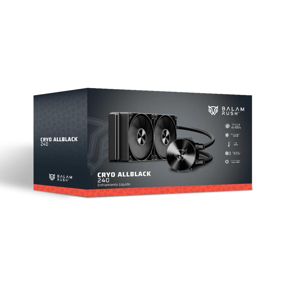 Enfriamiento Liquido Balam Rush Cryo AllBlack 240 Negro 2x Vent 120 mm 260w