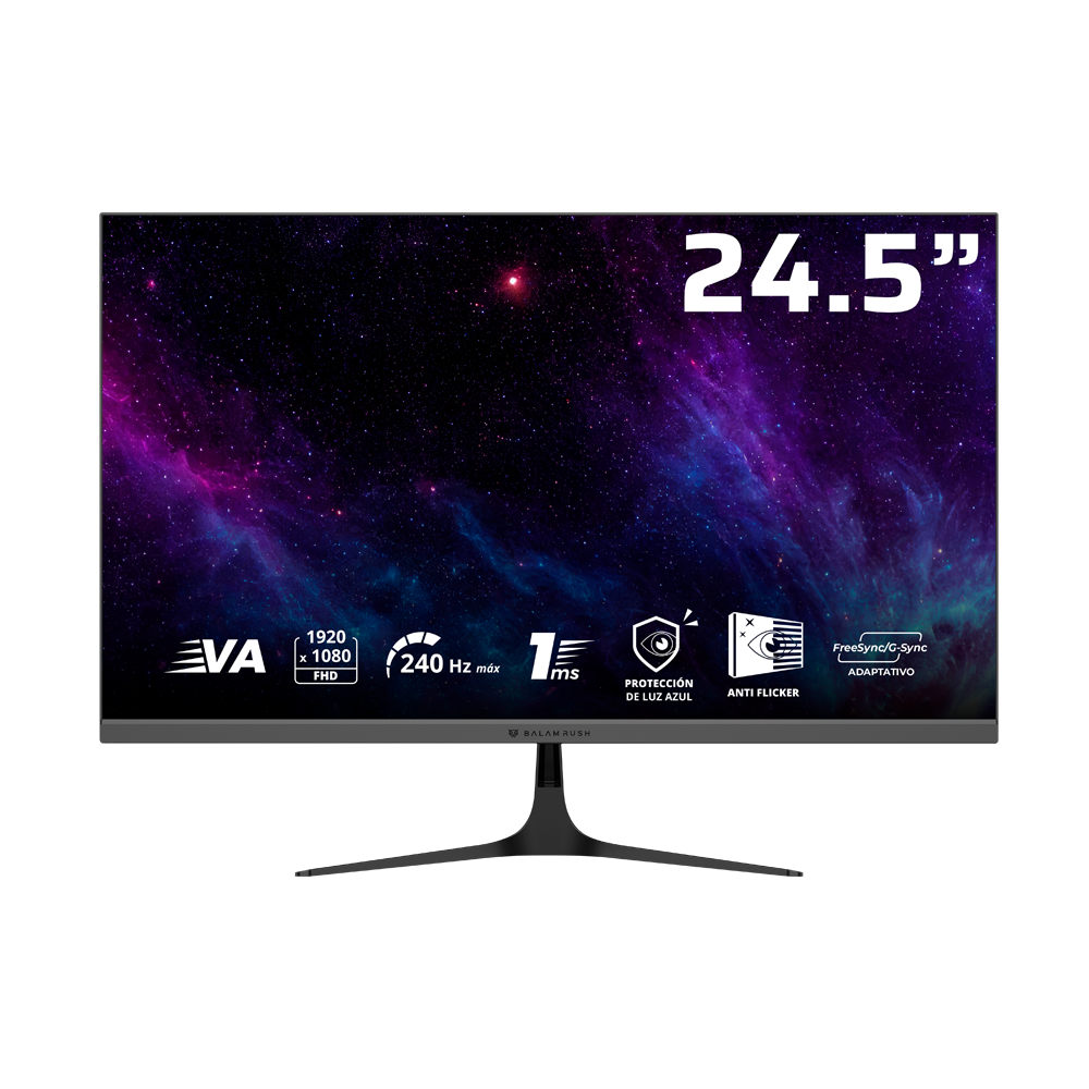 Monitor Balam Rush MCE245P Cosmos Edge 24 pulg Negro VA FHD 1xDP 1xHDMI2.0 1xAudioJack 1xDC