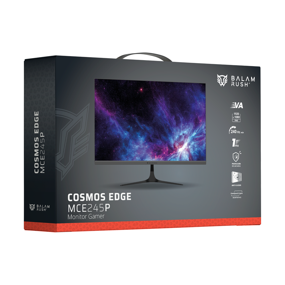 Monitor Balam Rush MCE245P Cosmos Edge 24 pulg Negro VA FHD 1xDP 1xHDMI2.0 1xAudioJack 1xDC