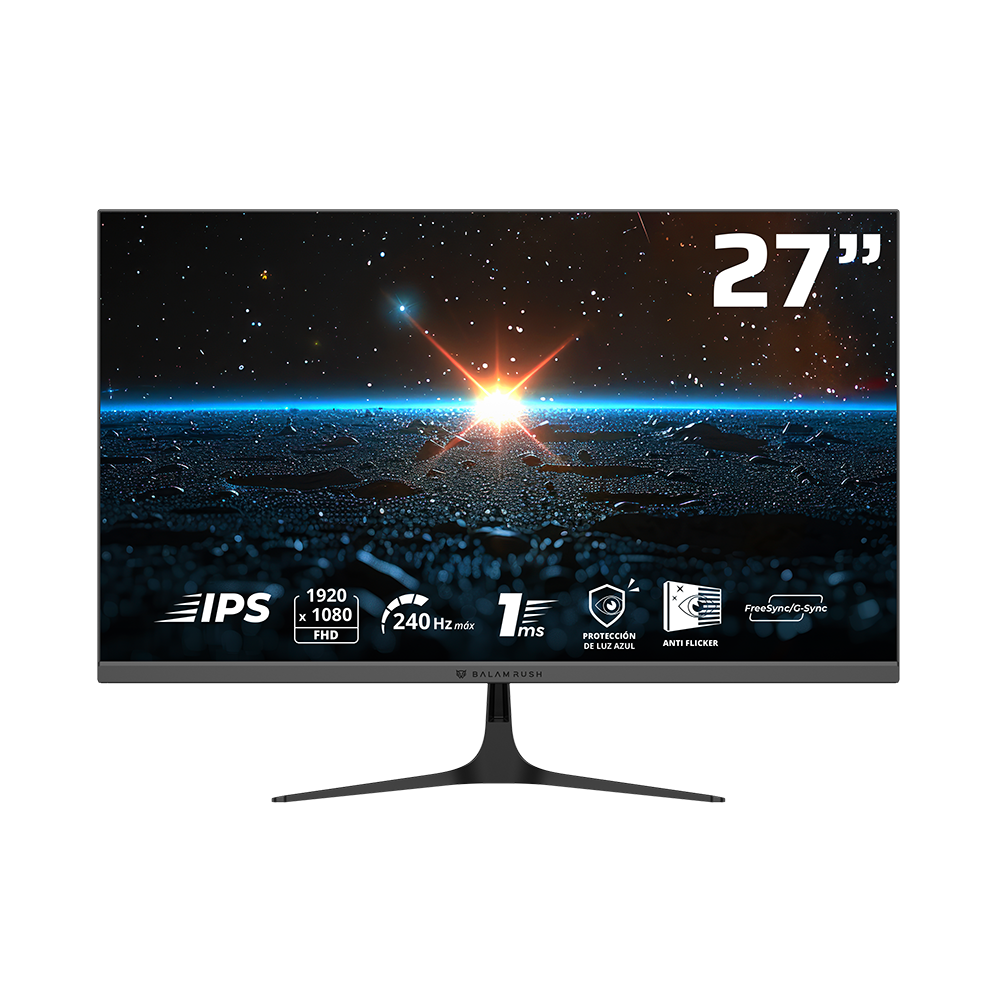 Monitor Balam Rush MCE27P Cosmos Edge 27 pulg IPS FHD 1xDP 1xHDMI2.0 1xAudioJack 1xDC negro