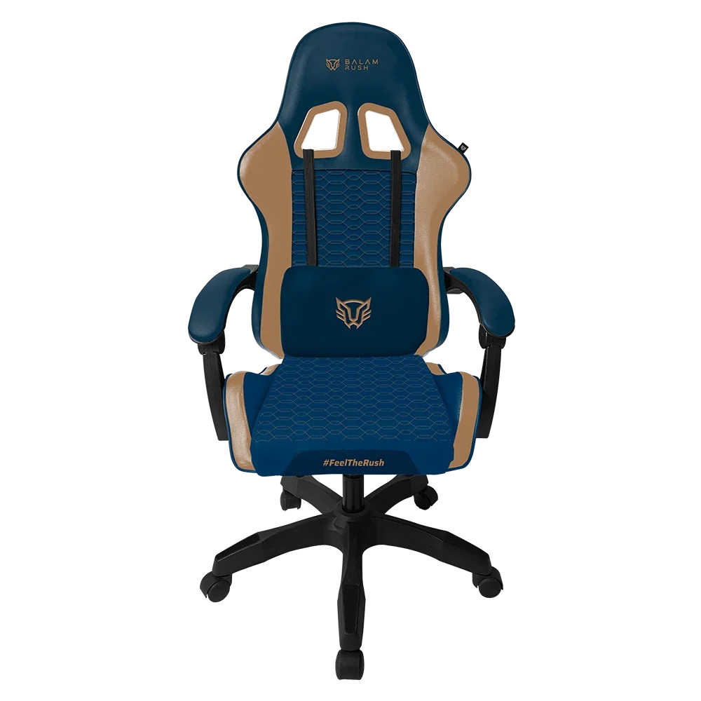 Silla Gamer Balam Rush Power Rush V2 Azul Camel descansa brazos soporta hasta 120kg