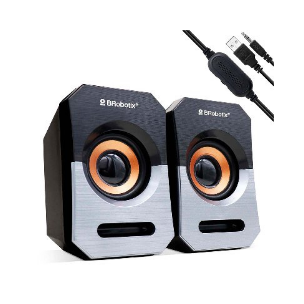 Bocina Brobotix Dual USB V2.0 Negro/Plata