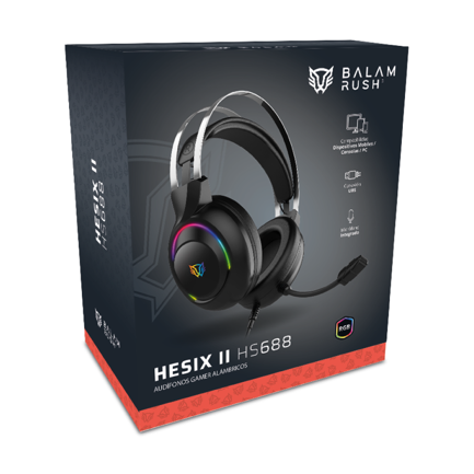 Audífonos Gamer Acteck Hesix II HS688 Alámbricos Over Ear Bocinas 50mm Mic Fijo Azender Negro
