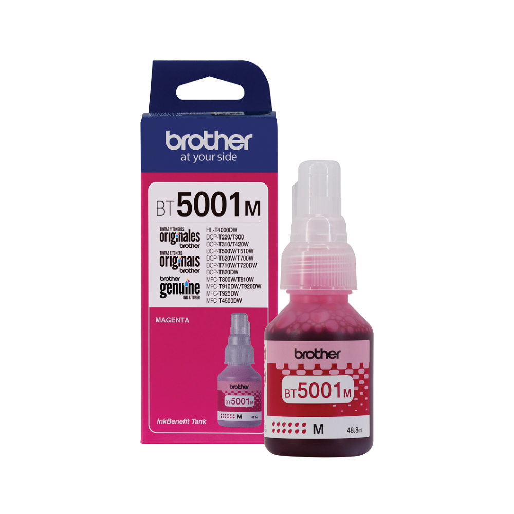 Botella De Tinta Brother BT5001M Magenta 5000 Páginas