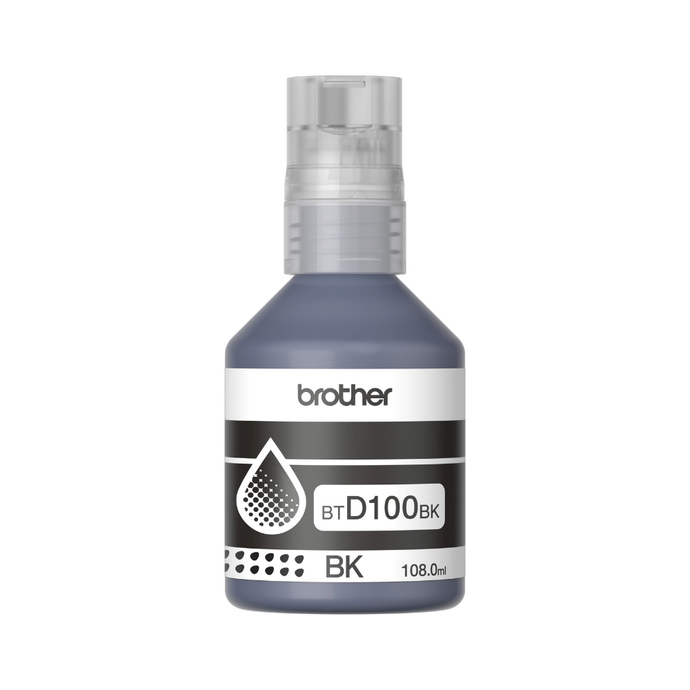 Tinta Brother BTD100BK Negra Bote Para InkBenefit Tank T230 / T530DW / T730DW / T930DW — Rendimiento 7,500 Páginas