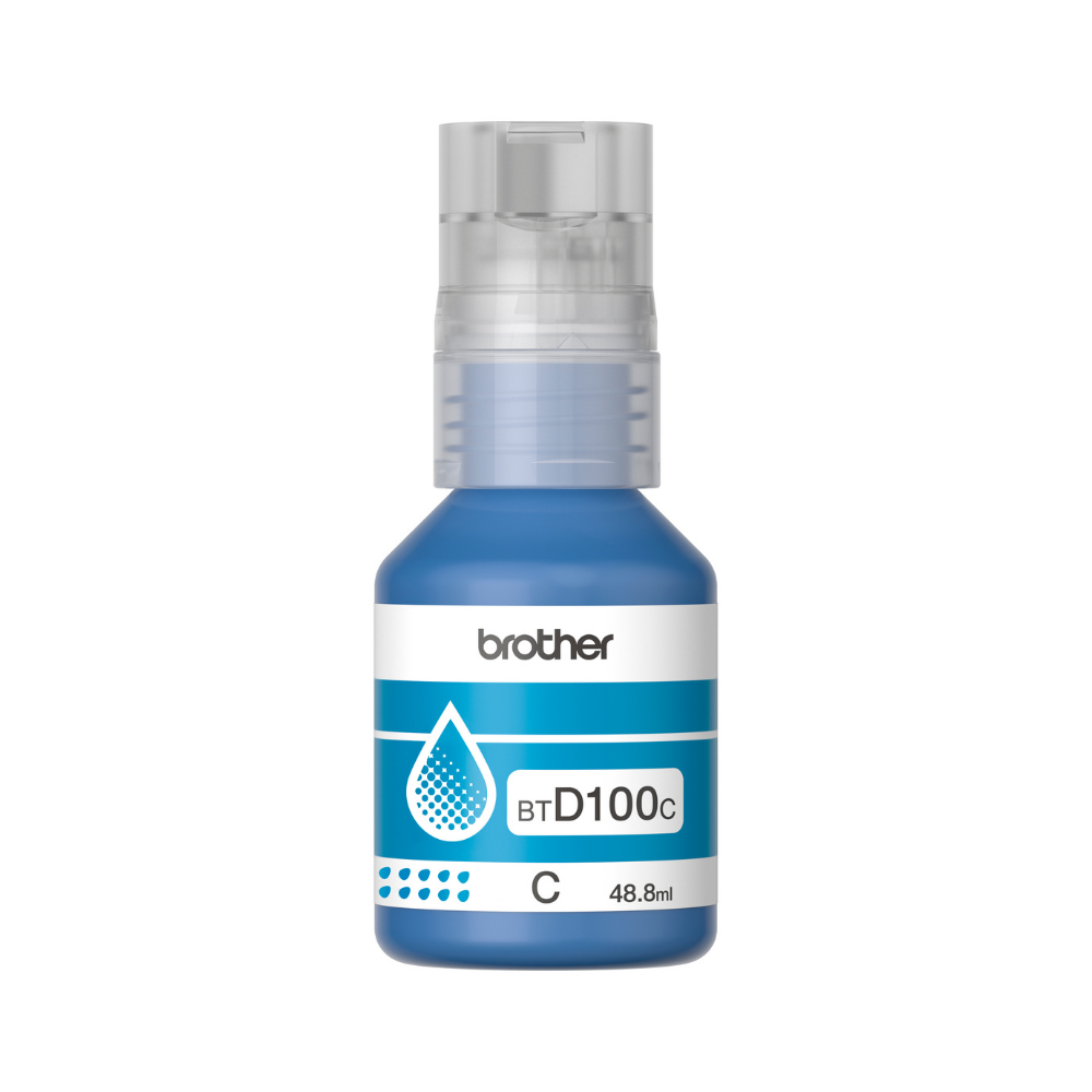 Tinta Brother BTD100C Cyan Bote Para InkBenefit Tank T230 / T530DW / T730DW / T930DW — Rendimiento 5,000 Páginas