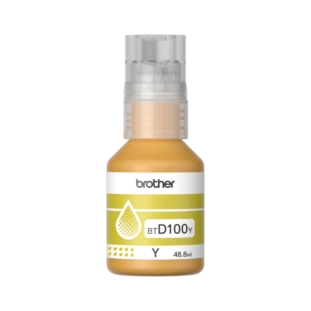 Tinta Brother BTD100Y Amarillo Bote Para InkBenefit Tank T230 / T530DW / T730DW / T930DW — Rendimiento 5,000 Páginas