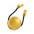 Cable Retráctil Blackpcs V8/Tipo-C Oro 1M 2.1A (CAGMCPR-3)