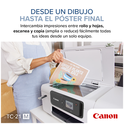 Plotter Canon imagePROGRAF TC-21 M de 24 con Sistema Inyección de Tinta Continua y Escaner de Cama Plana