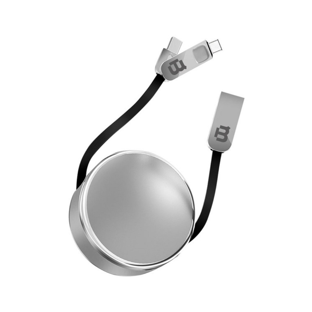 Cable Retráctil Blackpcs V8/Lightning Plata 1M 2.1A (CASMLPR)