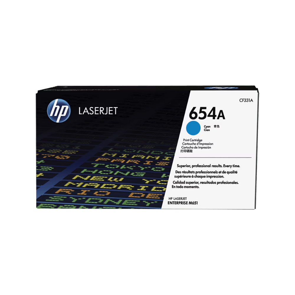 HP Cartucho de tóner original 654A LaserJet cian