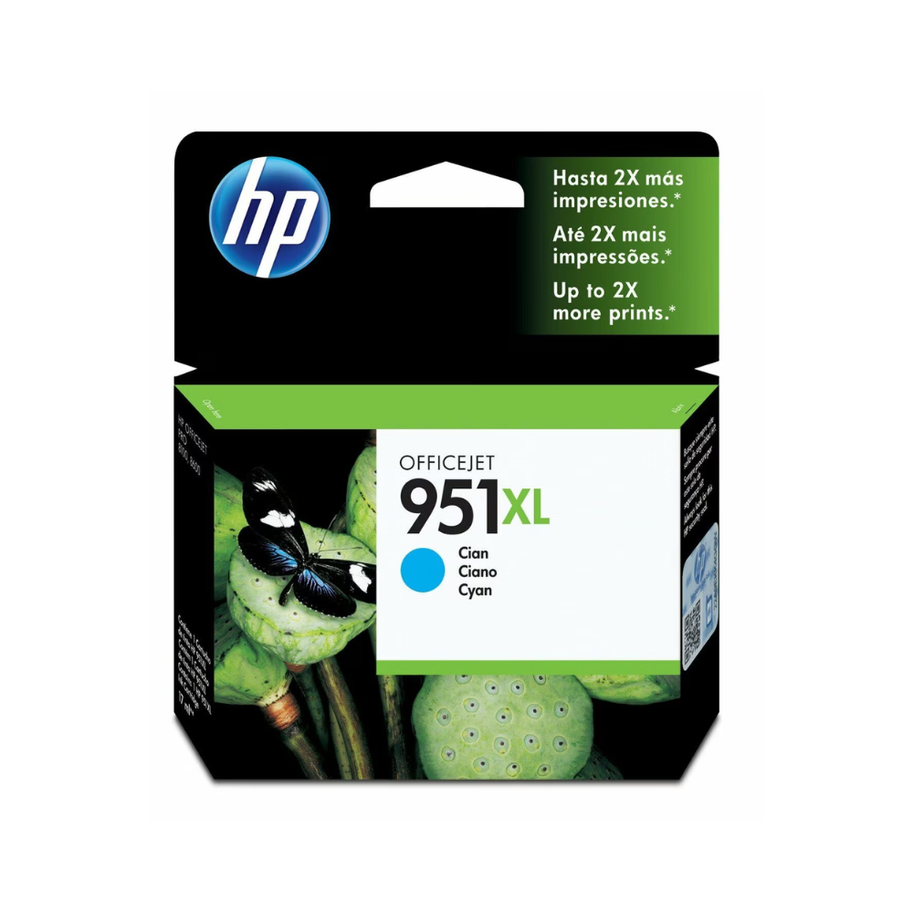 HP Cartucho original de tinta cian de alto rendimiento 951XL