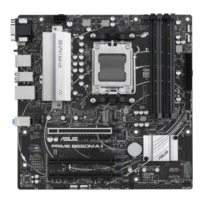 Tarjeta Madre ASUS PRIME B650M-A II Socket AM5 1xDisplayPort 1xVGA 1xHDMI 3xAudioJacks 4xDIMM DDR5 7600