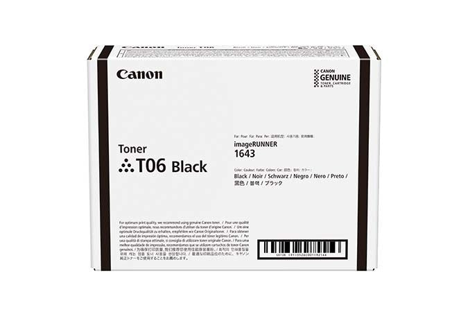 Toner Canon T06BK 3526C001AA negro para Imagerunner 1643i / 1643iF (20 500 paginas)
