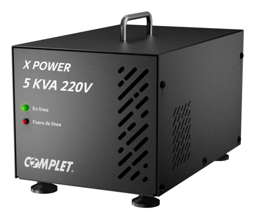 Regulador electrónico de voltaje COMPLET X-POWER ERV-10-008 5000VA potencia 5000W voltaje 220V supresor de picos 504 J
