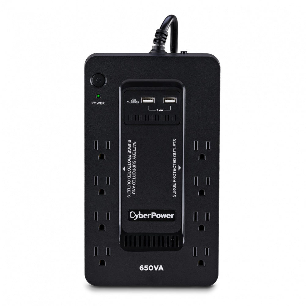 UPS Standby CyberPower SX650U 650VA/360W 8 NEMA 5-15R (4 c/respaldo batería) 2x puertos USB carga120V GreenPower UPS