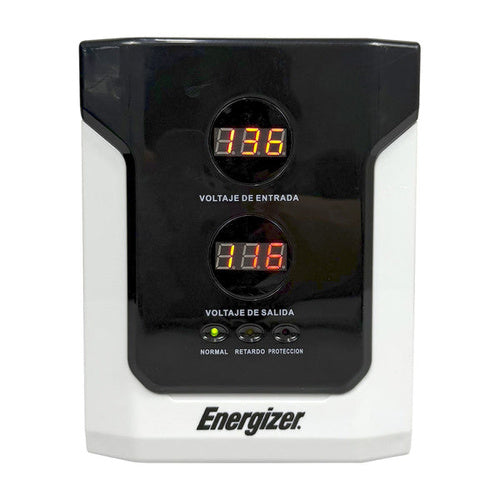 Regulador Energizer ERENRLB15VA de 1500 VA 900 Watts línea blanca 2 contactos aterrizados corriente 10A 90-145 V
