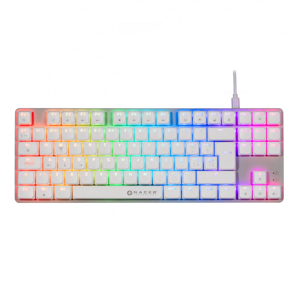 Teclado gamer mecanico Naceb RGB 87 teclas TKL low profile modelo NA-0971