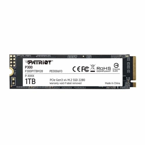 SSD M.2 2280 NVME/PCIE 1TB Patriot NV1 3X4 423MB/s Escritura 2100MB/s Lectura P300P1TBM28