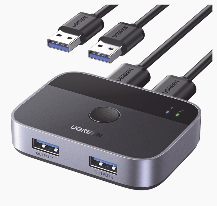 Conmutador USB Compartir 2 Puertos USB 3.0 2 PC Botón 2 Cables 1.5m ABS Periféricos Impresora Escáner