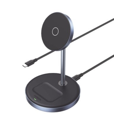 Soporte Carga Inalámbrica 3 en 1 MagSafe iPhone AirPods Carga Rápida Simultánea Protecciones LED Aluminio Cable Incluido