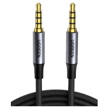 Cable Auxiliar 3.5mm Audio Estéreo Cobre Esmaltado Aluminio Azul Nylon Micrófono 5m