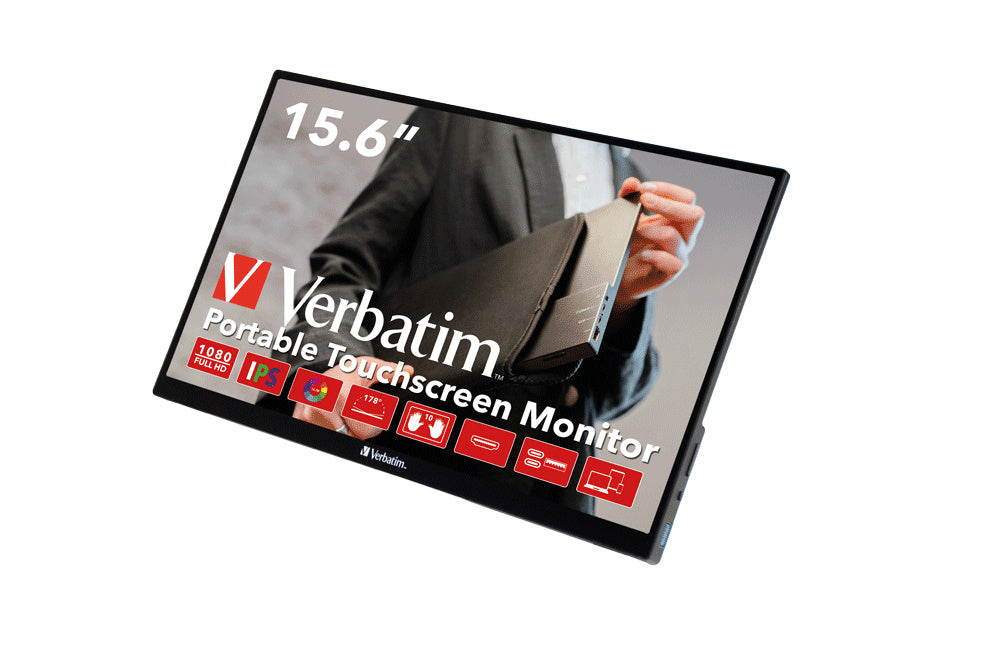 Monitor Portatil Verbatim 15.6", Touch, FHD 1920x1080, Negro