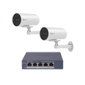 Kit de camaras WiFi Para Uso en Exterior / PoE Estandar Af / 2 piezas CS-H5/3MP/ 1 Pieza de Switch DS-3E1505P-EI/M / Vision Nocturna a Color / IP67 / Audio Bidireccional / Luz y Sirena / 4 Puertos 1000 Mbps PoE+ / 1 Puerto 1000 Mbps Uplink