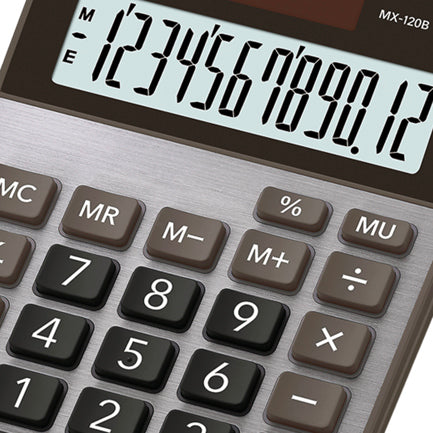 Calculadora De Escritorio Casio Mx-120B 12 Digitos Pantalla Extra Grande Doble Alimentacion De Bateria