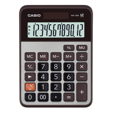 Calculadora De Escritorio Casio Mx-120B 12 Digitos Pantalla Extra Grande Doble Alimentacion De Bateria
