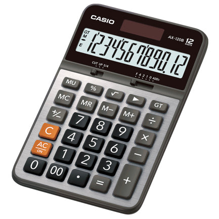 Calculadora De Escritorio Casio Ax-120B 12 Digitos Pantalla Extra Grande Doble Alimentacion De Bateria