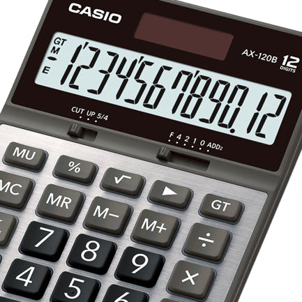 Calculadora De Escritorio Casio Ax-120B 12 Digitos Pantalla Extra Grande Doble Alimentacion De Bateria