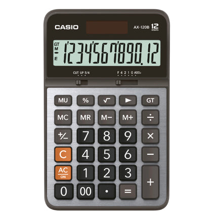 Calculadora De Escritorio Casio Ax-120B 12 Digitos Pantalla Extra Grande Doble Alimentacion De Bateria