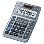 Calculadora De Escritorio Casio Ms-120Fm 12 Digitos Gris Metalico Calculo De Costo Venta Y Margen Doble Alimentacion