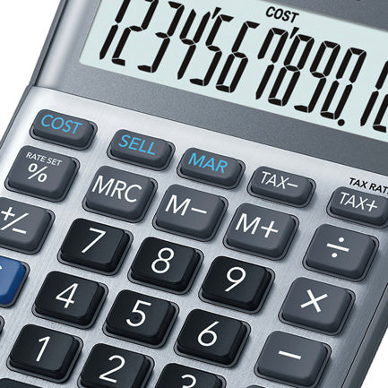 Calculadora De Escritorio Casio Ms-120Fm 12 Digitos Gris Metalico Calculo De Costo Venta Y Margen Doble Alimentacion