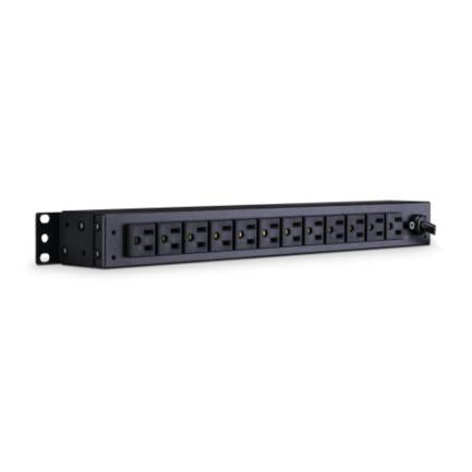 PDU básico CyberPower PDU15B12R monofásico rack 1U 12 NEMA 5-15R (en parte trasera) 120V carcasa metálica grado industrial