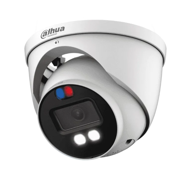 Dahua HAC-ME1509H-A-PV-S2 Cámara Domo TiOC 5MP Iluminador Dual Inteligente Luz Roja Azul Lente 2.8mm 111° Iluminación IR + Visible 40M Super Adapt Micrófono Integrado WDR Real