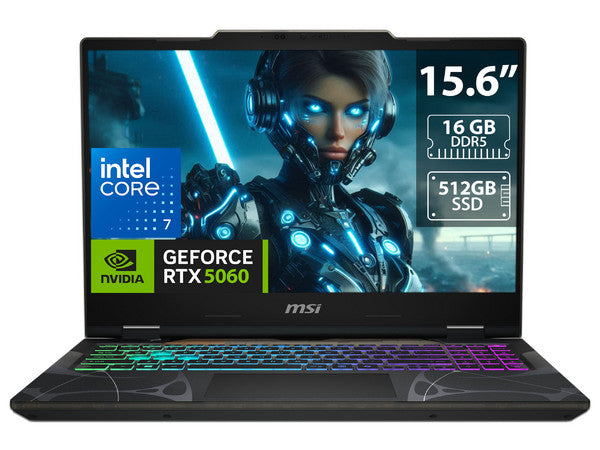 Laptop MSI Cyborg 15 Gamer Intel Core 7 240H 16Gb DDR5 (2x8Gb) SSD 512Gb NVMe RTX 5060 8Gb 15.6" FHD 144Hz Win 11 Home Inglés