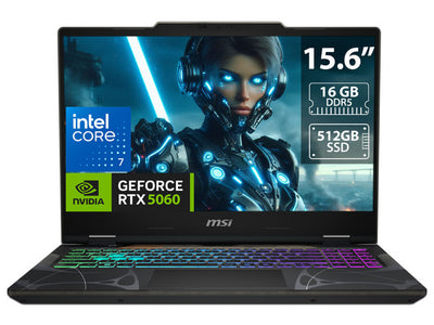 Laptop MSI Cyborg 15 Gamer Intel Core 7 240H 16Gb DDR5 (2x8Gb) SSD 512Gb NVMe RTX 5060 8Gb 15.6" FHD 144Hz Win 11 Home Inglés
