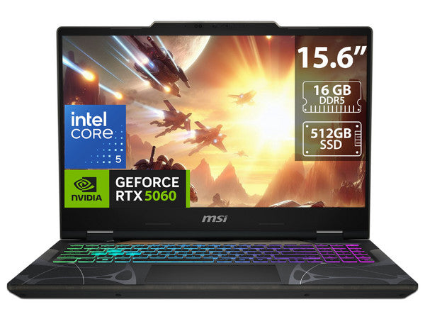 Laptop MSI Cyborg 15 Gamer Intel Core 5 210H 16Gb DDR5 (2x8Gb) SSD 512Gb NVMe RTX 5060 8Gb 15.6" FHD 144Hz Win 11 Home Incluye Backpack