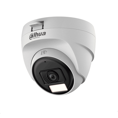 Dahua HAC-T1A21N-U-IL-A Cámara Domo 2MP Serie Cooper Lente 2.8mm 100° Iluminación Dual Inteligente IR 25M Luz Cálida 20M Micrófono Integrado Policarbonato Interior