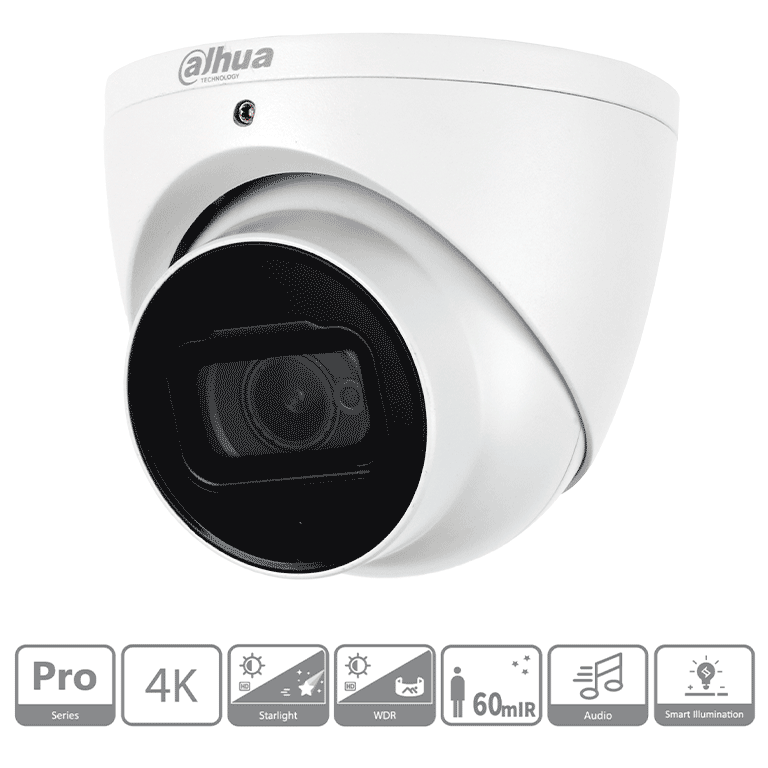 Dahua HDW2802T-A Cámara Domo Eyeball 4K Starlight 8MP Lente 2.8mm IR 50M WDR Real 120dB IP67