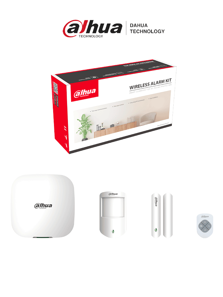 Kit de Alarma Inalámbrico Dahua ART-ARC3000H-03-W2 con Conexión Wi-Fi y Ethernet, Monitoreo por APP, Incluye Panel Wi-Fi. Color Blanco
