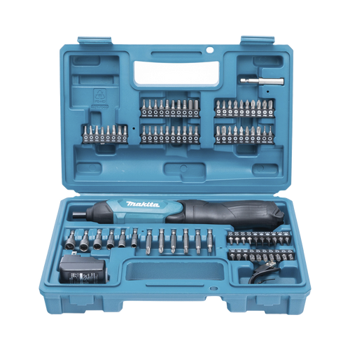 Atornillador Reversible de 220 RPM con Cargador USB y 81 Puntas
