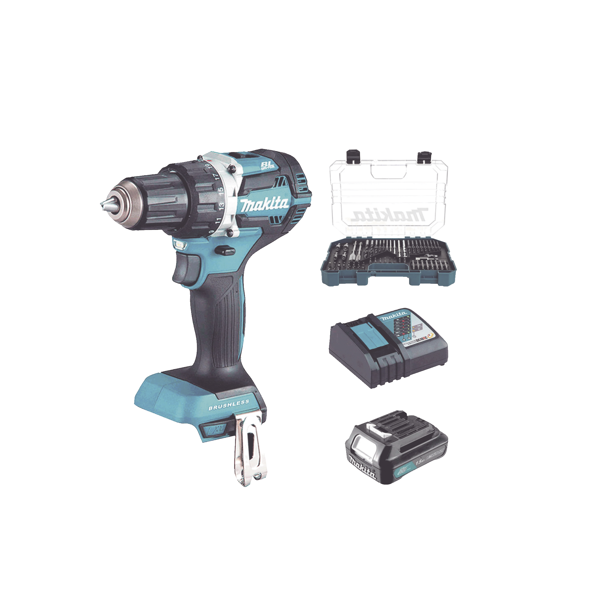 Rotomartillo Inalámbrico de 18V con Batería, Cargador y Kit de Accesorios