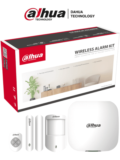 Kit Alarma Dahua Inalámbrico con Conexión 4G, Wifi, Ethernet, Monitoreo por APP. Incluye 1 Panel, 1 Sensor, 1 Contacto y 1 Control Remoto.