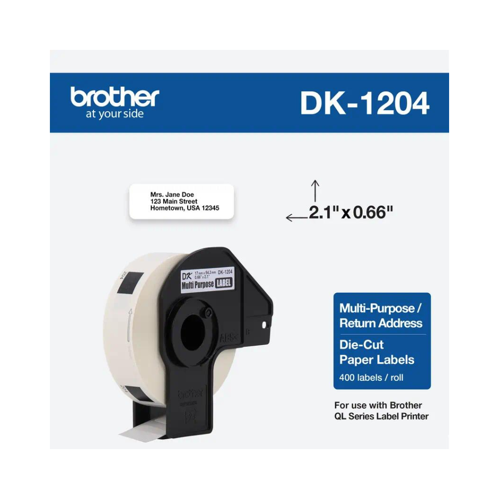Rollo de Etiqueta Brother DK1204 Pre-Cortada 17" x 543mm DK1204