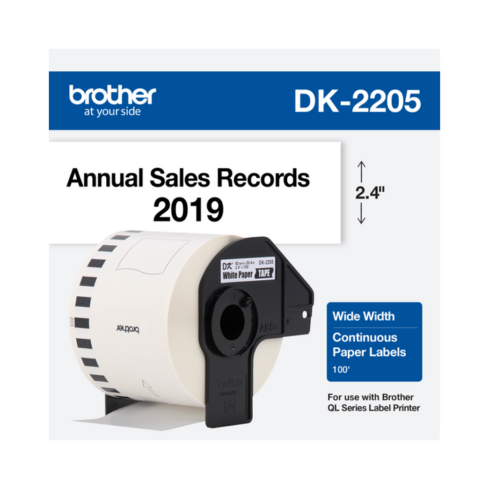 Rollo De Papel Brother Con Adhesivo Continua 62mm x 304m DK2205